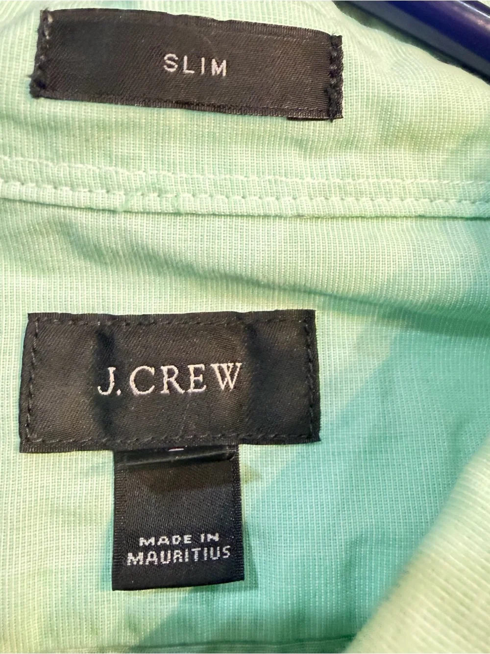 J. Crew Men's Mint Green Button-Down Shirt Sz LG Slim Fit
